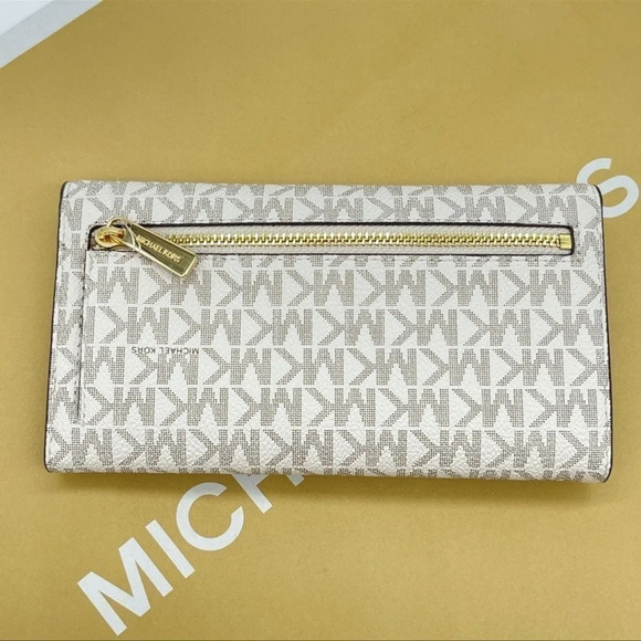 Michael Kors Large Trifold Wallet Leather Vanilla - Picture 3 of 7